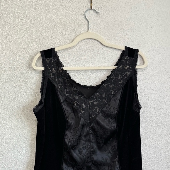 Y2K Whimisgoth Lace Velvet Dark Romantic Gothic Tank Top Large Grunge Lace Witch - Picture 2 of 6